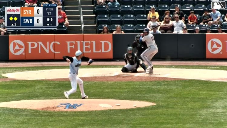 Christopher Morel doubles (5) on a sharp line drive to center fielder Duke Ellis. Nick Morabito scores. Ronny Mauricio to 3rd.